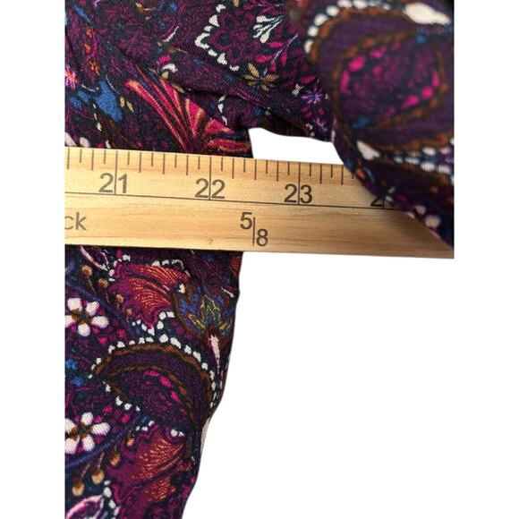 J. Jill East Village Dress L Purple Paisley Print Boho Peasant V-Neck 3/4 Sleeve - Picture 10 of 13
